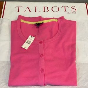 NEW talbots pink 3/4 sleeve cardigan